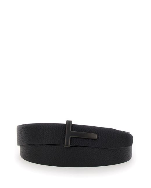Tom Ford Black Leather Belt for men