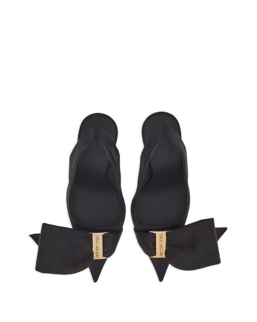 Ferragamo Black Ferragamo 105Mm Bow Slingback Pumps