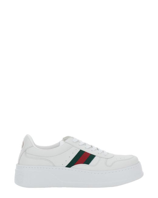 Gucci White Sneakers Leather Oversized Sole Calf Trainers for men