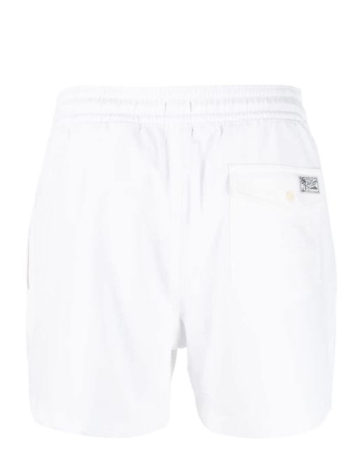 Polo Ralph Lauren White Embroidered-logo Swim Shorts for men