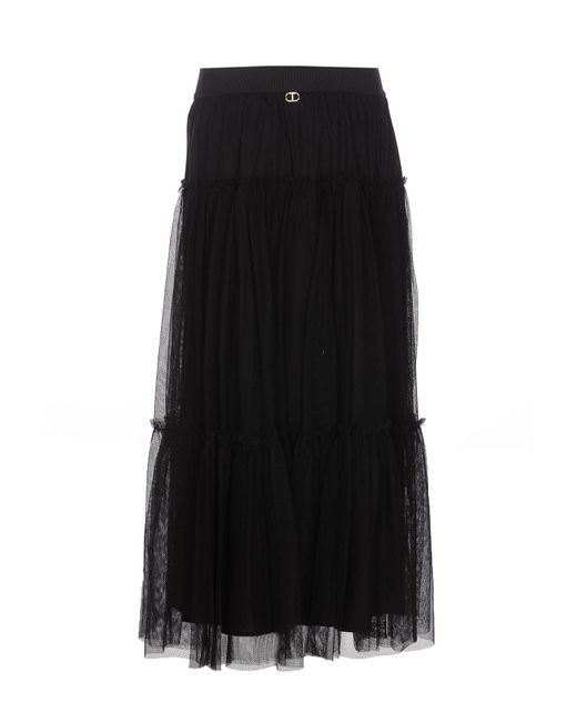 Twin Set Black Tulle Maxi Skirt