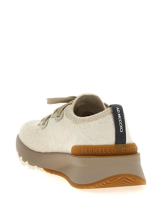 Brunello Cucinelli Natural Cotton Low Top Sneakers for men