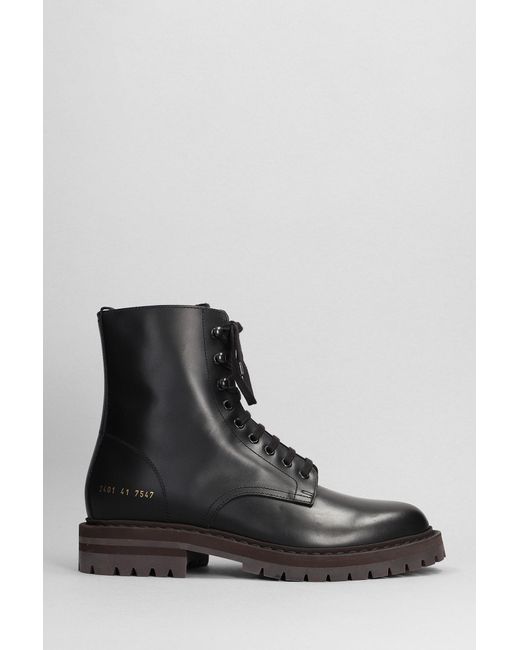 Common Projects Combat Boots In Black Leather for men