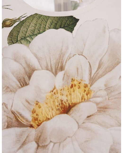 Giambattista Valli White Giant Bloom Crop Blouse