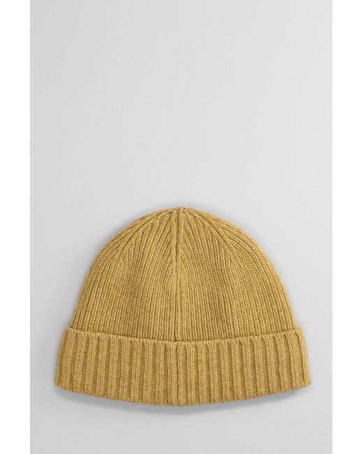 Barbour Natural Carlton Beanie Hats In Yellow Wool for men