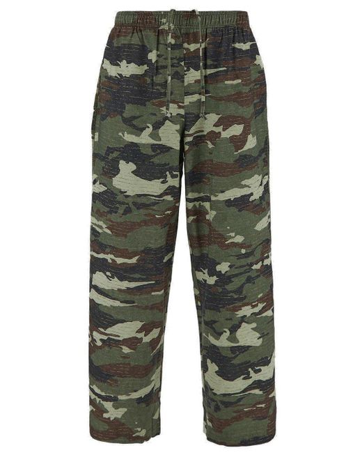 Acne Green Camouflage Relaxed-fit Pants