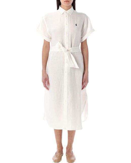 Polo Ralph Lauren White Short Sleeve Shirt Dress