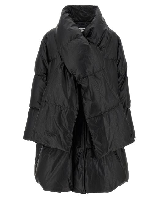 MM6 by Maison Margiela Black Scarf Down Jacket Viscose Jacket, Parka, Casual
