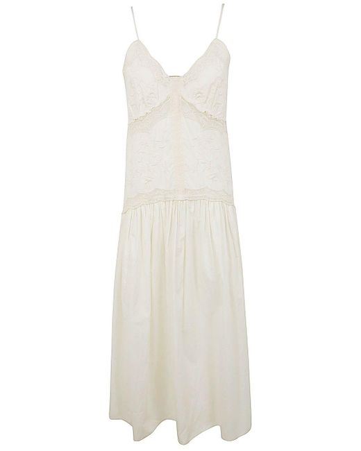 Twin Set White Belted Embroidered Dress