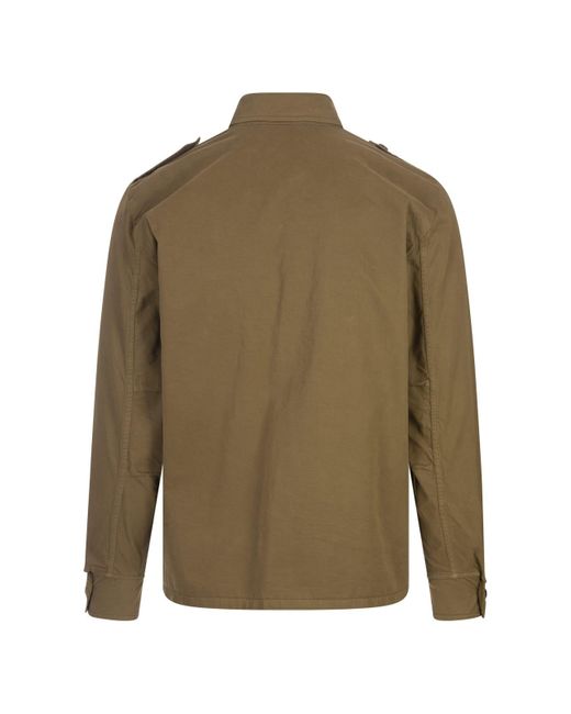 Aspesi Green Lichen Cotton Gabardine Military Shirt for men