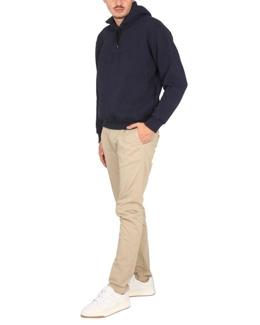 Aspesi Blue Sweatshirt With Logo And Hood Cotton Polyester Sweatshirts for men