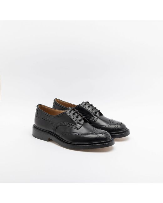 Tricker's Black Bourton Box Calf Derby Shoe (Leather Sole) for men