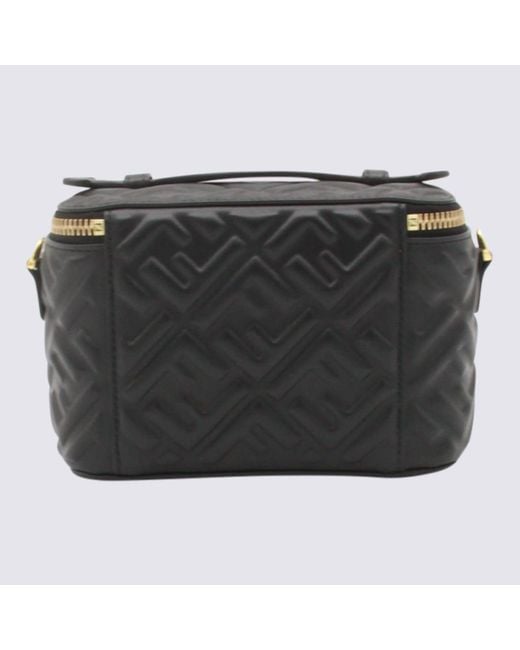 Fendi Black Leather Vanity Top Handle Bag