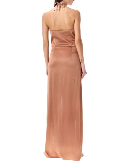 Alberta Ferretti Pink Satin Long Dress