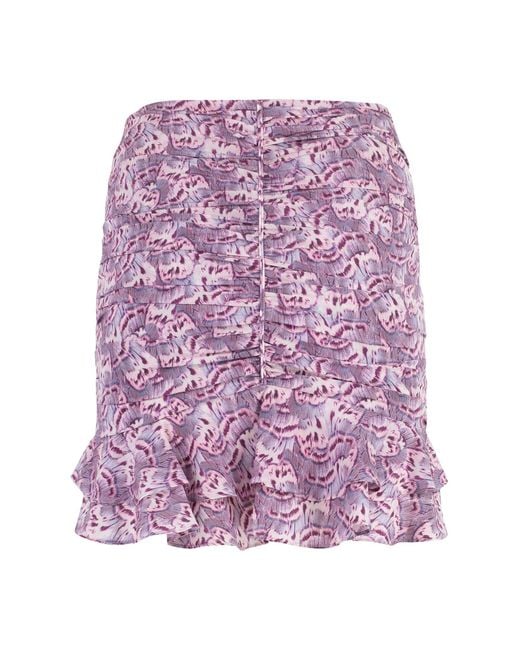 Isabel Marant Purple Milendi Printed Silk Skirt