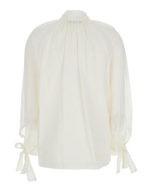 Tela White Pascal Classic Collar Cotton Shirt For And Blouses