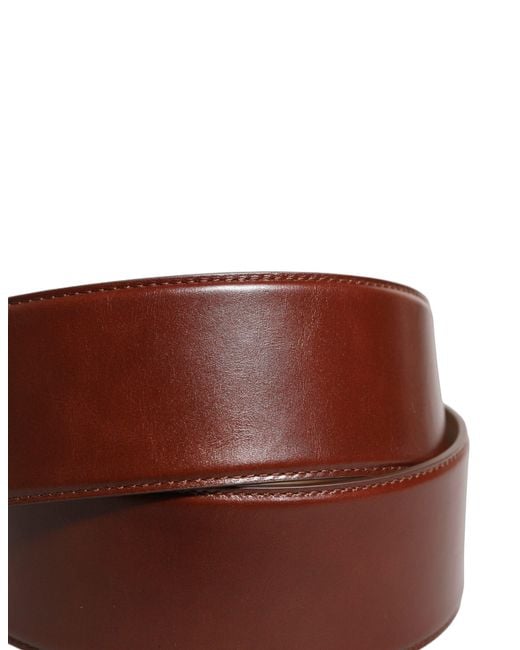Dolce & Gabbana Brown Calfskin Leather Metal Buckle Belt Calf