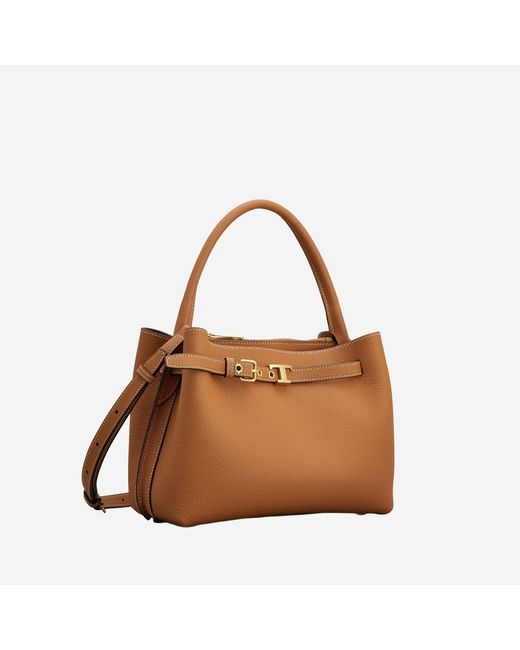 Tod's Brown Tim Top Handle Leather Bag Calfskin Shoulder