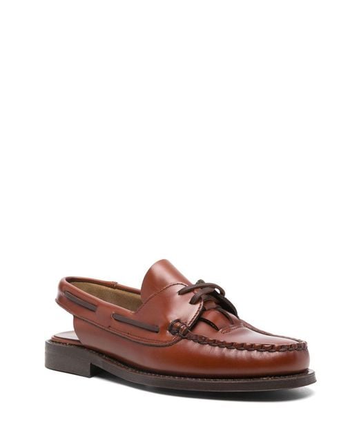 Hereu Brown Saler Leather Slingback Loafers