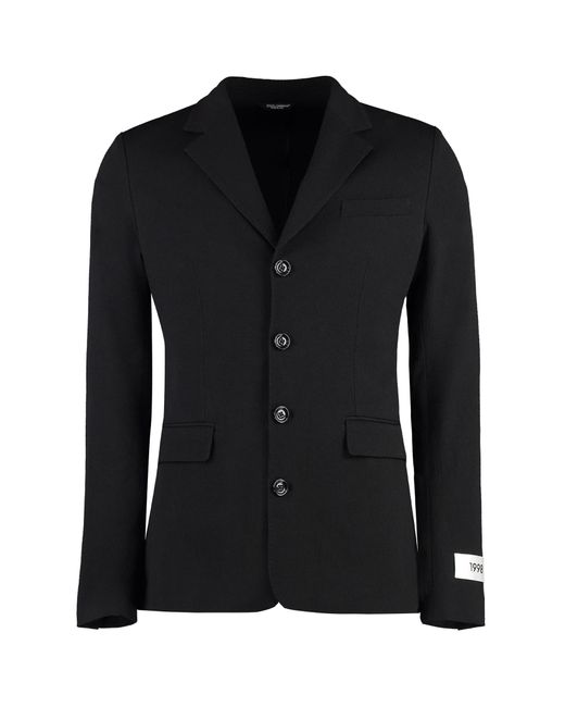 Dolce & Gabbana Black Cotton Blend Single-Breast Jacket for men