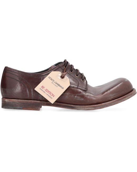 Dolce & Gabbana Brown Leather Lace-Up Derby Shoes for men