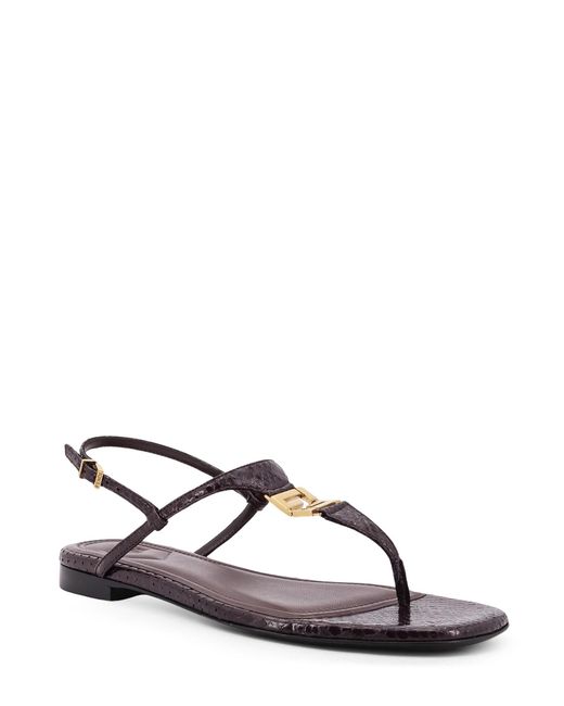 Fendi Natural Fold Leather Sandals With Reptile Effect
