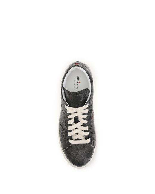 Kiton Gray Leather Sneakers Trainers for men