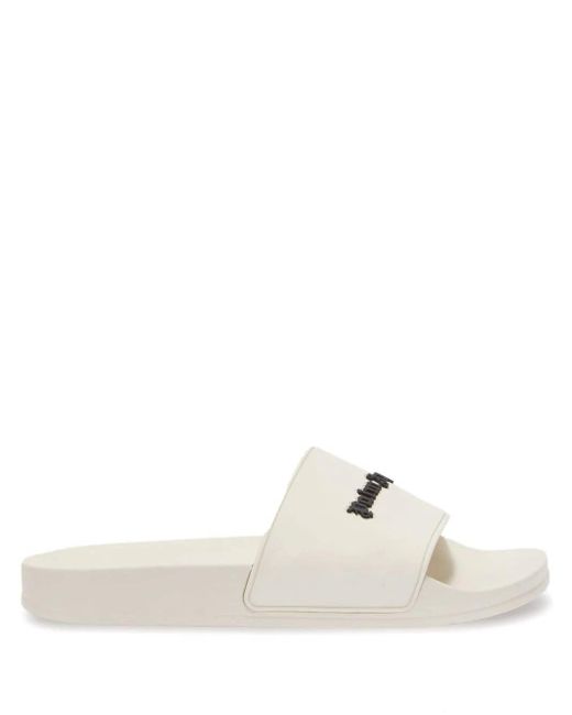 Palm Angels White Slippers With Logo for men