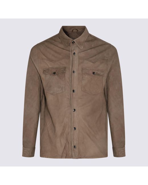 Giorgio Brato Brown Leather Western Jacket for men