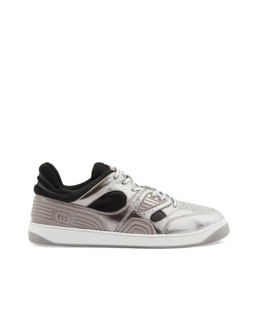 Gucci Brown Leather Basket Sneakers for men