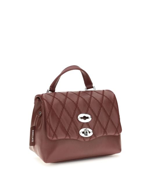 Zanellato Purple Mini Postina Tramè Leather Top Handle Bag Calf Bos Taurus Shoulder