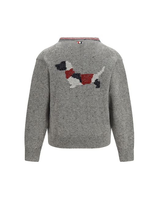 Thom Browne Gray Hector Donegal Yarn Cardigan for men