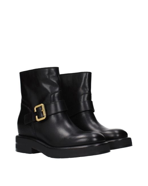Chloé Black Leather Ankle Boots