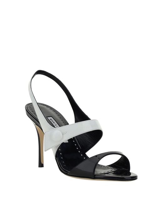 Manolo Blahnik White Climnetra Fabio Patent 090 Sandal