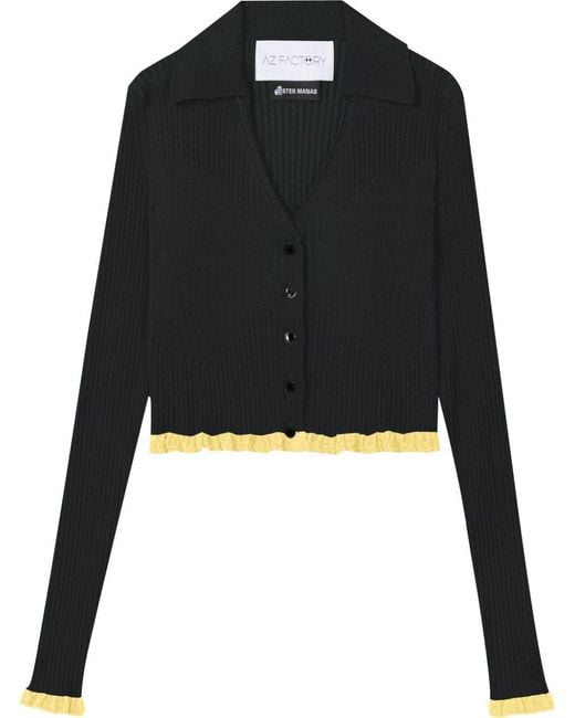 Az Factory By Ester Manas Black Ribbed Knit Cropped Cardigan