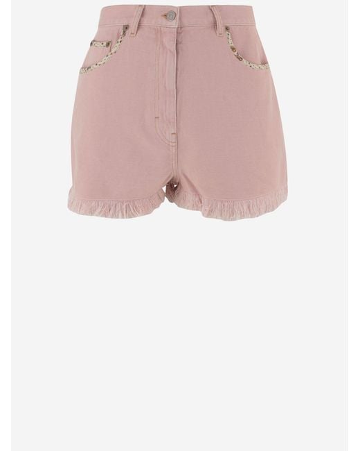 Valentino Pink Cotton Blend Shorts