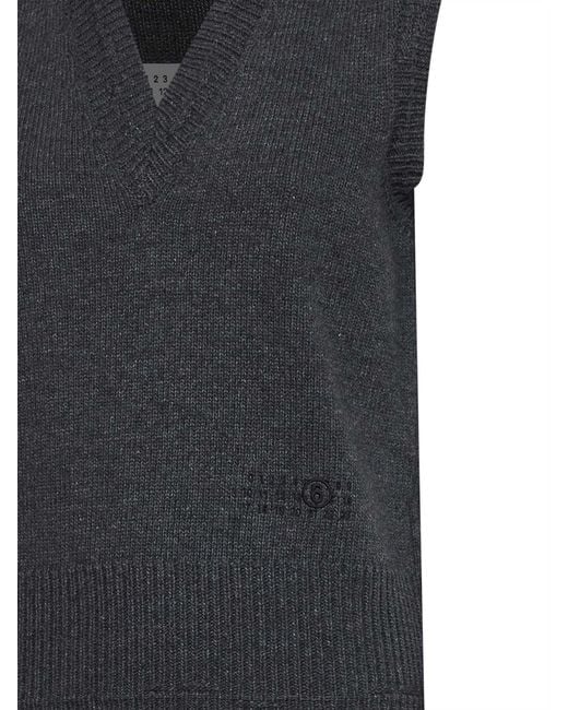 MM6 by Maison Margiela Black Wool-Blend Knit Vest Dark Melange