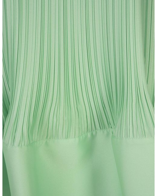 Lanvin Green Water Pleated Short Dress With Cascade Effect