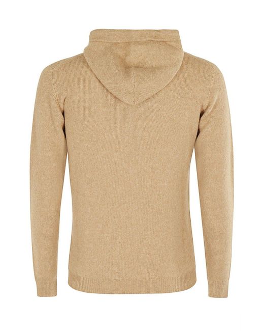 Roberto Collina Natural Drawstring Knit Hoodie for men