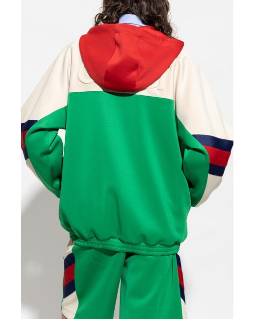 Gucci Green Hoodie With Web Stripe for men