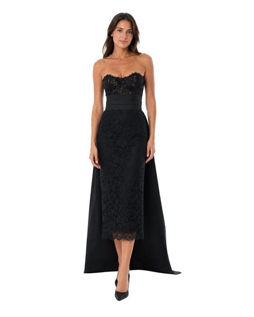 Monique Lhuillier Black Midi Dress Cotton