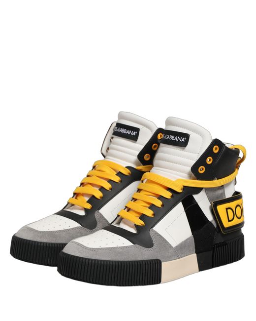 Dolce & Gabbana Multicolor Leather High Top Sneakers Shoes for men