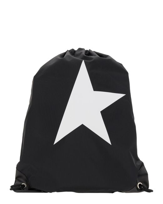 Golden Goose Deluxe Brand Black Logo Detail Nylon Backpack