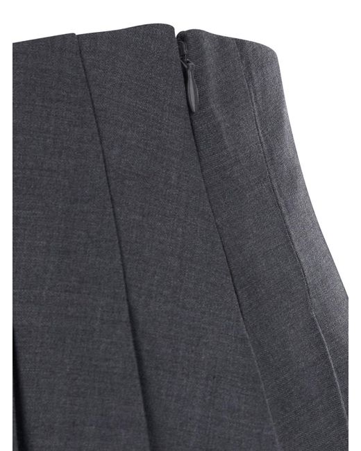 Self-Portrait Gray Skirt With Lace Trim