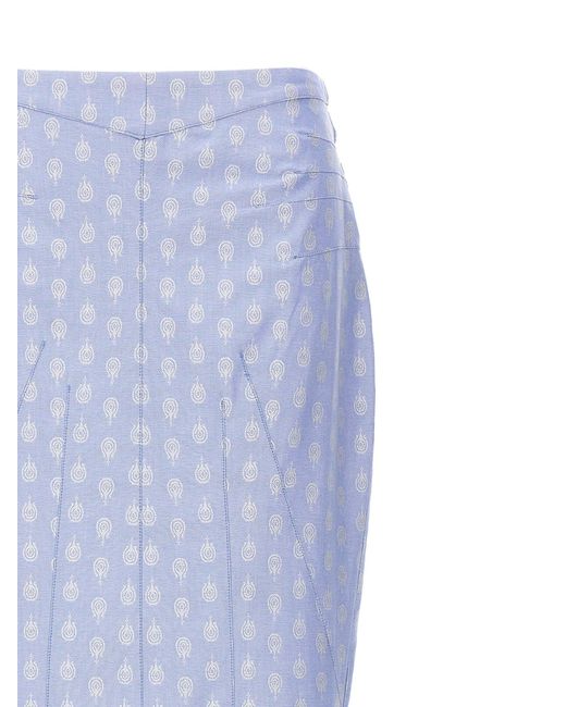 Etro Blue Printed Maxi Skirt