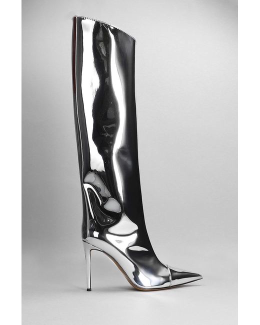 Alexandre Vauthier White High Heels Boots In Silver Polyuretan