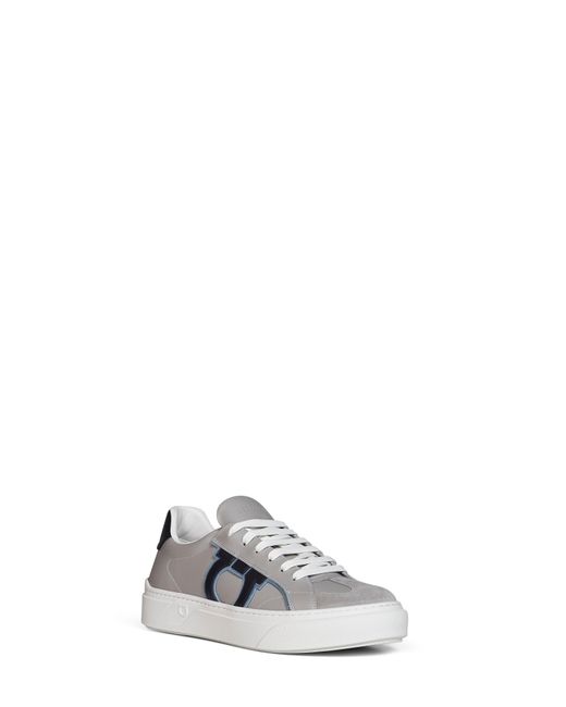Ferragamo White Calf Leather Gancini Sneakers for men