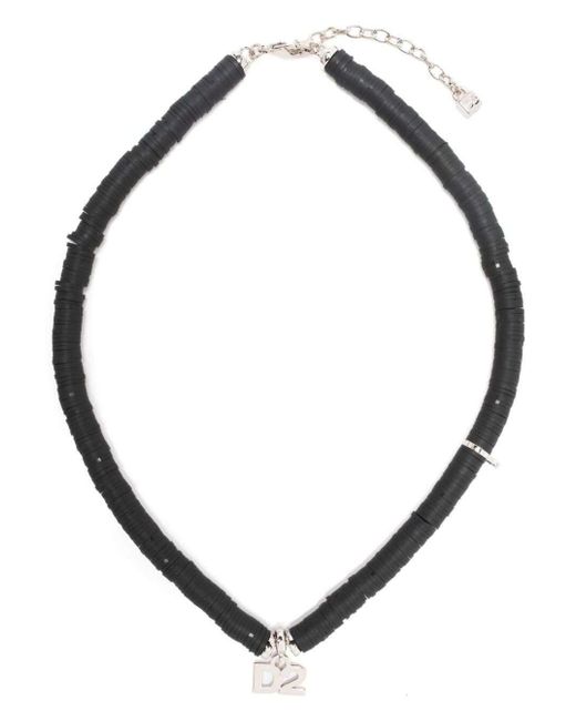 DSquared² Black Logo Charm Necklace for men