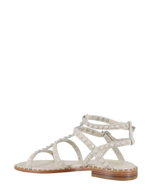 Ash White Stud Embellished Open Toe Sandals