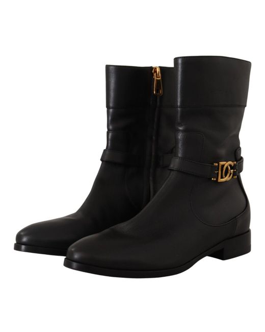 Dolce & Gabbana Black Elegant Leather Biker Boots